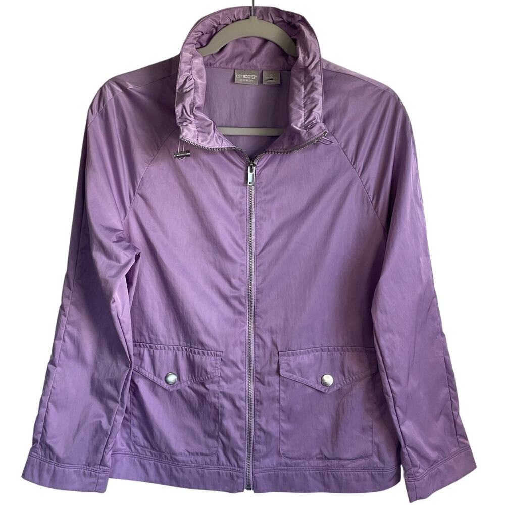 Chico's Zenergy Purple Lightweight Full Zip Windbreaker Jacket Size 0 Small 4-6